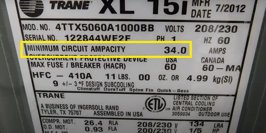 How do you size an AC circuit breaker
